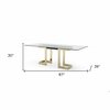 Homeroots 30 x 87 x 39 in. Glass Stainless Steel Dining Table, Polished Gold 370725